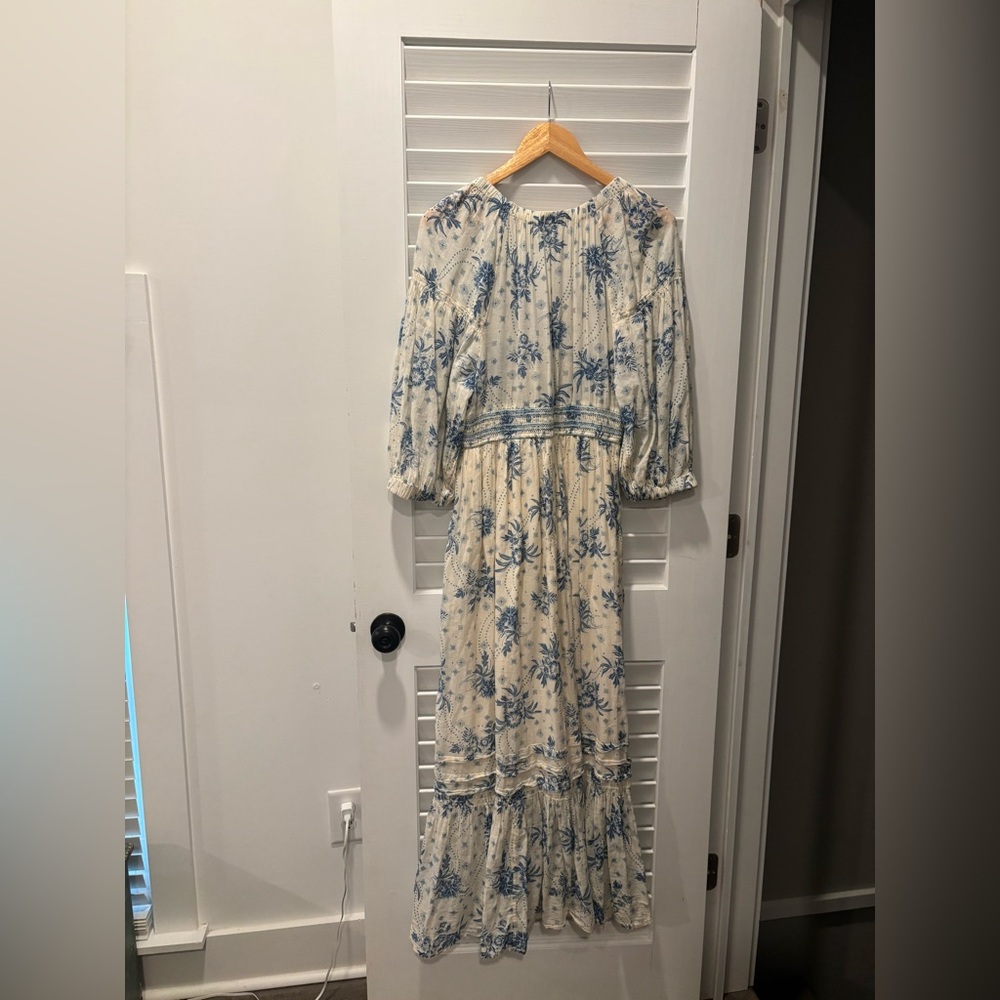 Free People Cream Maxi Dress with Blue Floral Print - Picture 15 of 15